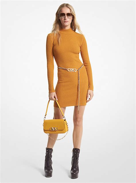 michael michael kors ribbed merino wool blend dress|Ribbed Merino Wool Blend Dress .